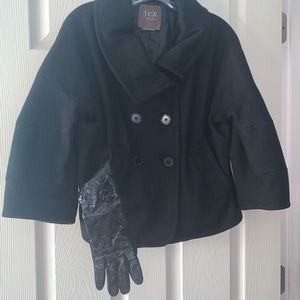 Black double breasted pea coat
